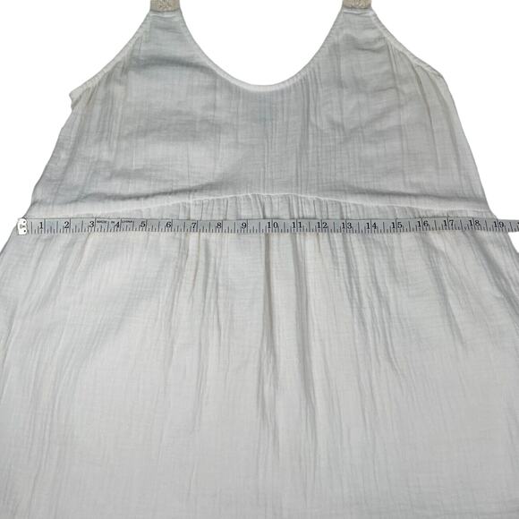 UpWest Plisse White Crochet Lace Detail Soft 100% Organic Cotton Maxi Dress M - Picture 14 of 16